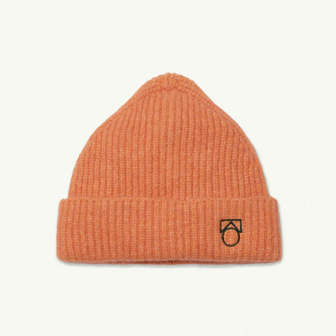 Main Story UK Kid's Italian Wool Rib Knit Beanie Coral Orange BIENBIEN