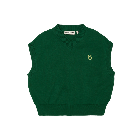 Main Story UK Kid's Knit Tank Vest Green Organic Cotton ~ BIEN BIEN ~