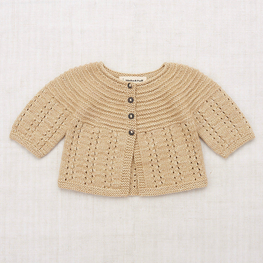 Misha & Puff Baby Pram Cardigan Alabaster Merino Wool  Baby Gift| BIEN BIEN