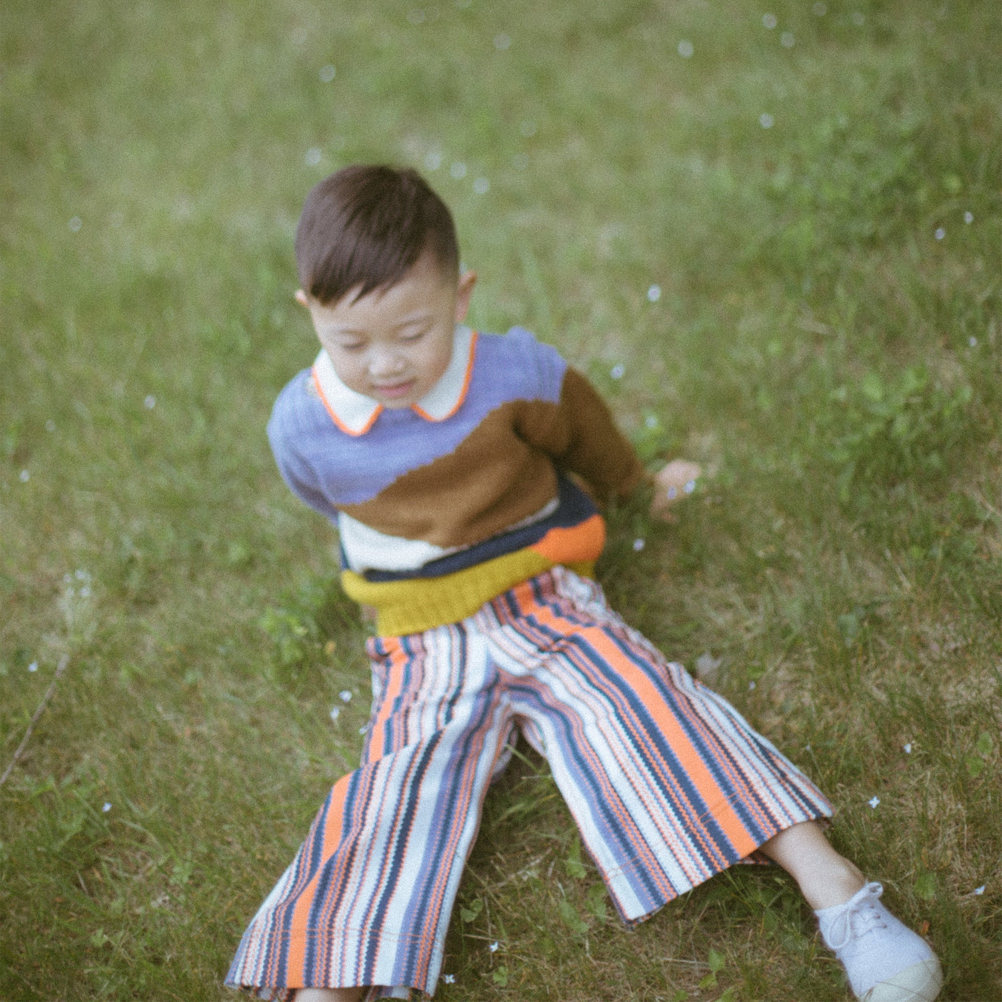 Misha & Puff Baby & Kid Landscape Intarsia Sweater Pewter Pima Cotton | BIEN BIEN bienbienshop.com