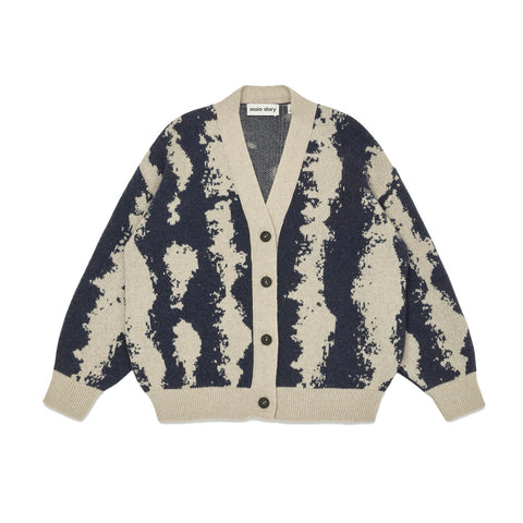 Main Story UK Kid's Cardigan Oat/Navy | Wool/Cashmere Blend | BIEN BIEN