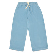 Main Story Lounge Pant in light blue corduroy with ivory drawstring on a white background