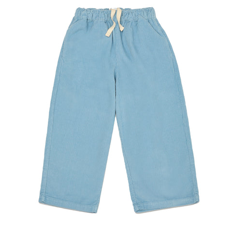 Main Story Lounge Pant in light blue corduroy with ivory drawstring on a white background