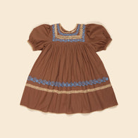 Apolina Patsy Kid's Embroidered Dress Nut Brown | BIEN BIEN