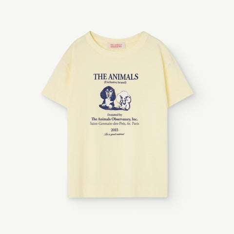 NEW Spring/Summer 2024 The Animals Observatory Rooster Kids T-Shirt Soft Yellow Puppy Picture | BIEN BIEN bienbienshop.com