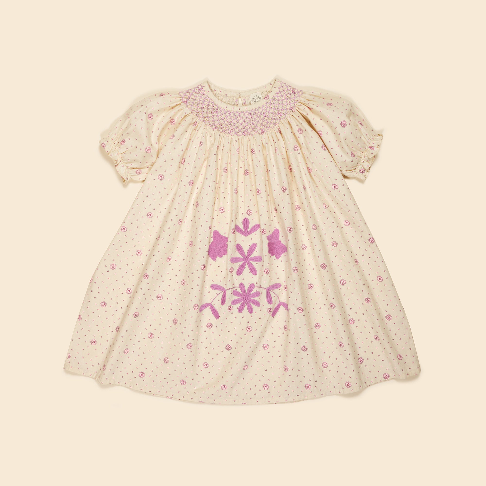 Apolina Sissy Kid's Embroidered Smock Dress Resort Calico | BIEN BIEN