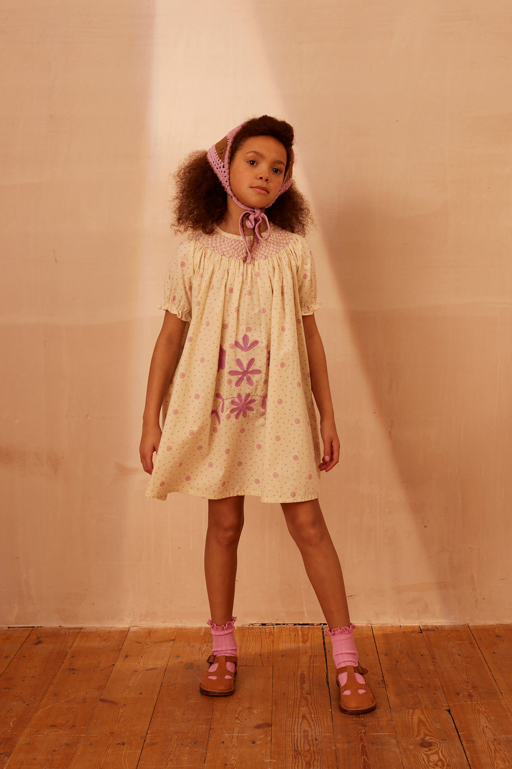 Apolina Sissy Kid's Embroidered Smock Dress Resort Calico | BIEN BIEN