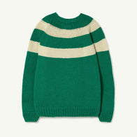 NEW The Animals Observatory Toucan Kid's Sweater Green White Stripe | BIEN BIEN bienbienshop.com