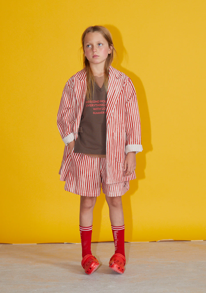 NEW Weekend House Kids Oversized Linen Kid's Jacket Red White Stripe | BIEN BIEN bienbienshop.com