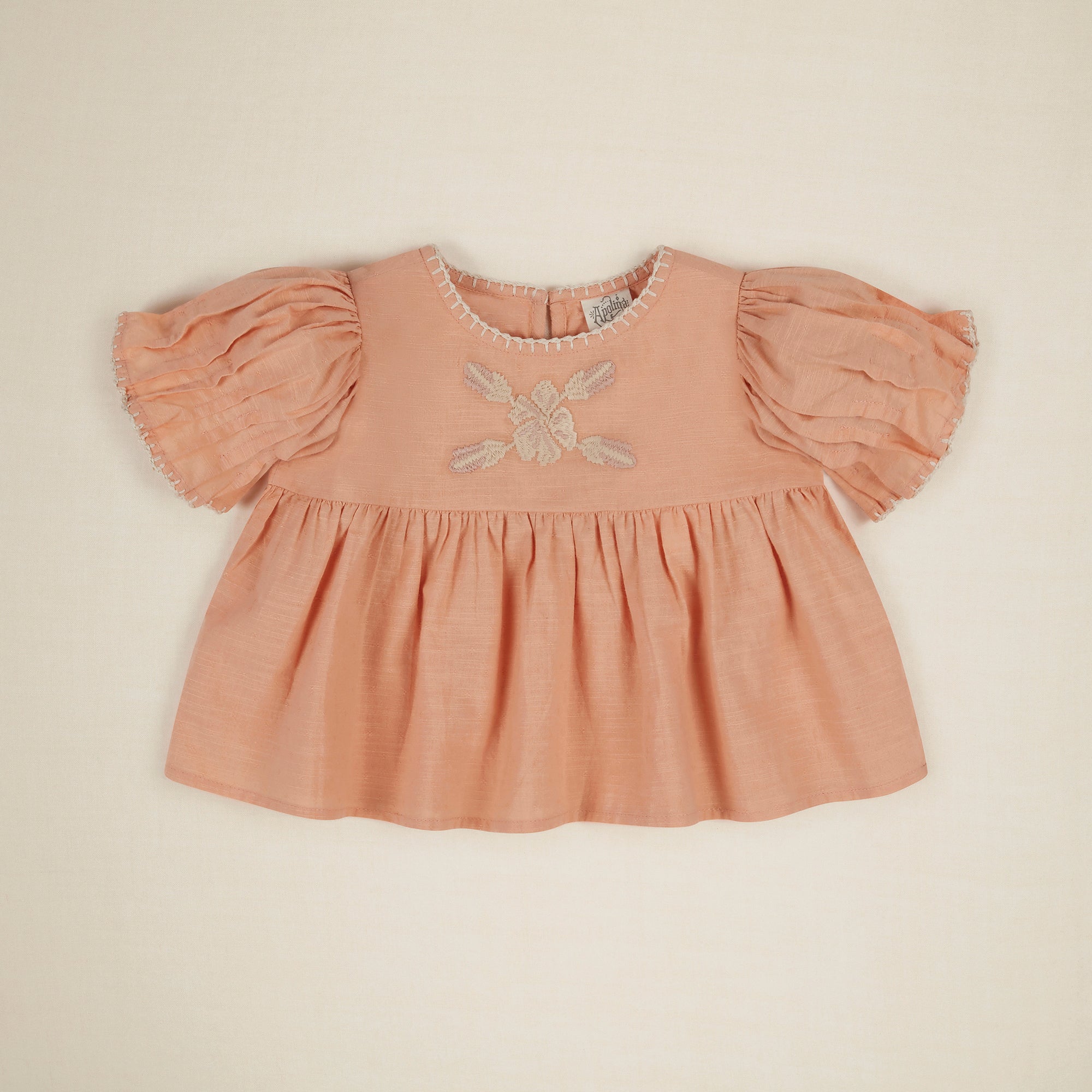 SALE Apolina Rosa Embroidered Baby Blouse Rose Jacquard | BIEN BIEN