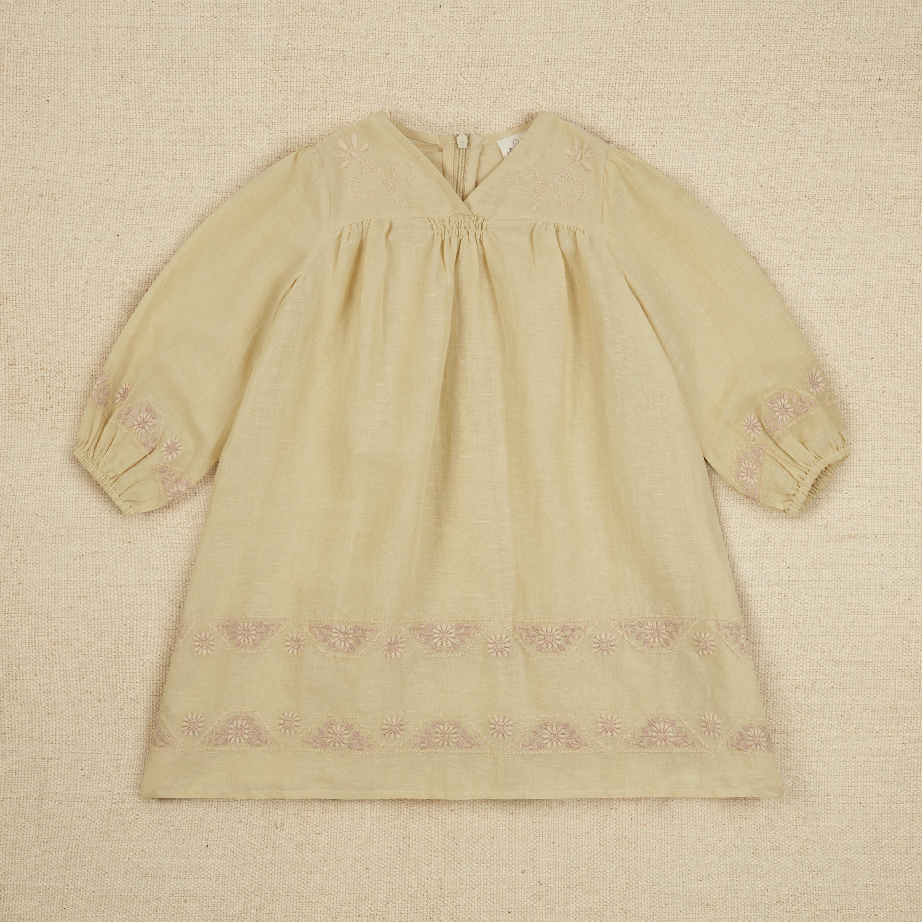 Apolina Willow Children's Embroidered Midi Dress Pale Pear | BIEN BIEN bienbienshop.com