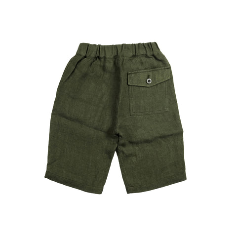 Arch & Line Linen Unisex Kid's Shorts Olive  |  BIEN BIEN www.bienbienshop.com