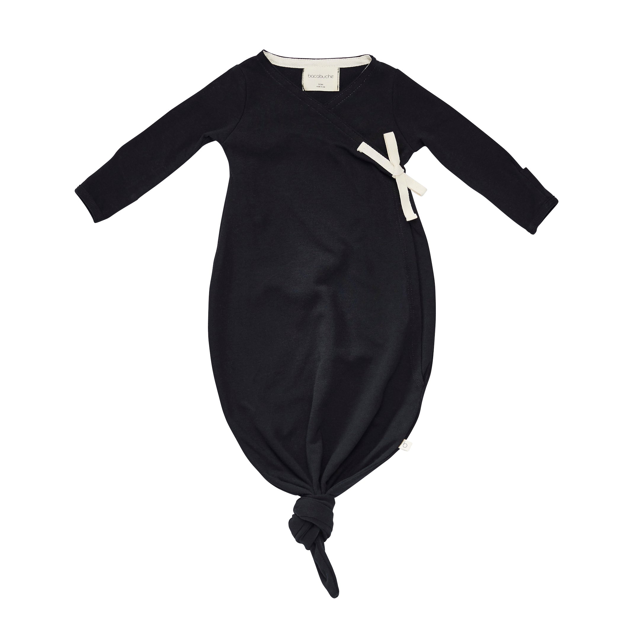 Bacabuche Organic Baby Kimono Gown Black Unisex | BIEN BIEN