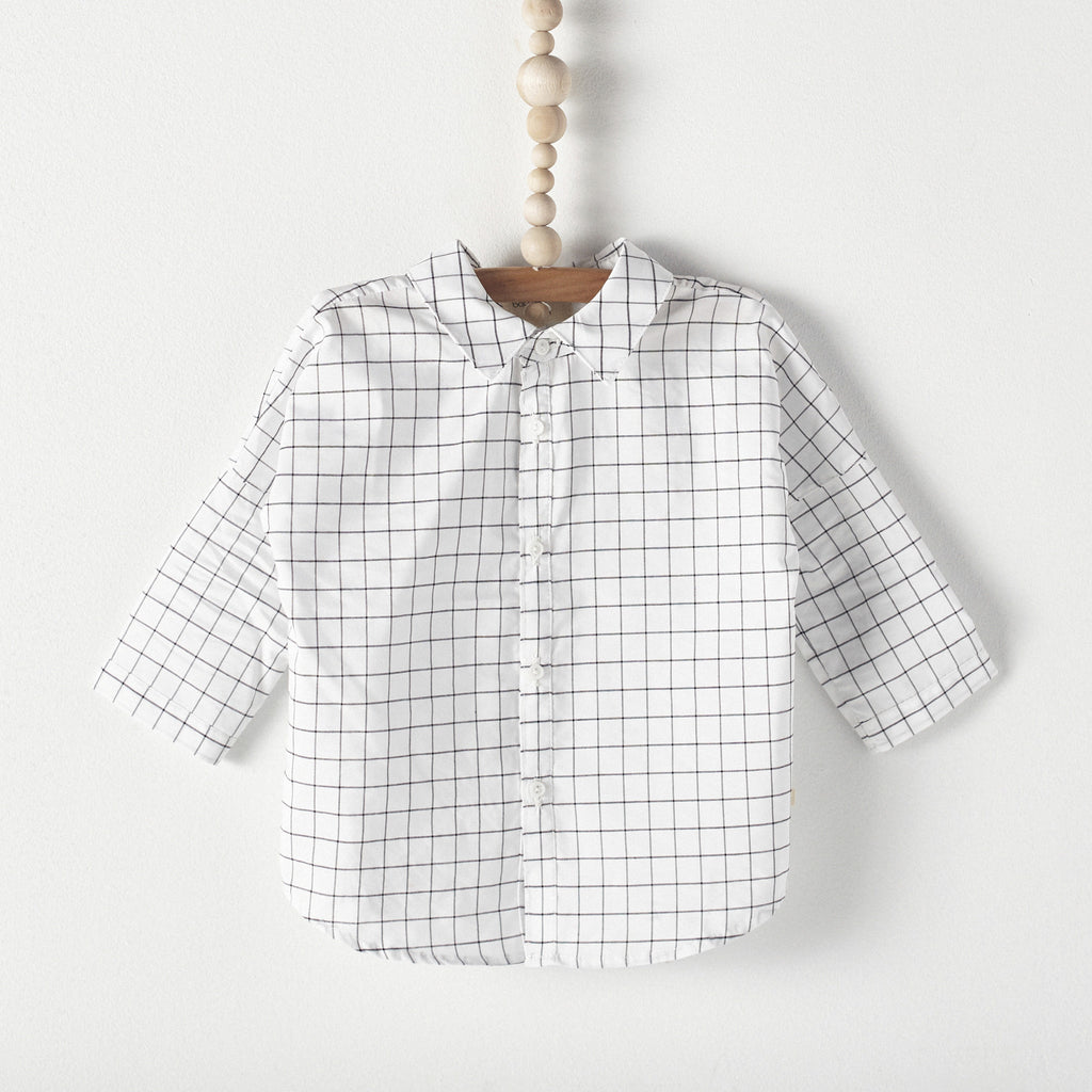Bacabuche Button Down Baby Shirt in Grid Print | BIEN BIEN