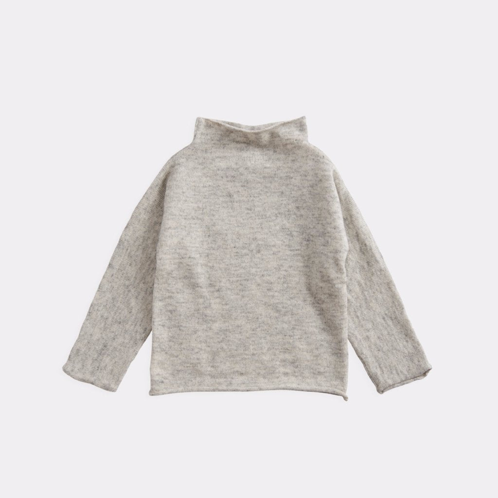 Belle Enfant Cashmere Baby Funnel Neck Sweater Light Grey | BIEN BIEN