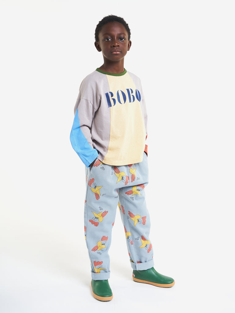 Bobo Choses Kid Mr O'Clock Rooster Baggy Trouser Blue Grey | BIEN BIEN bienbienshop.com