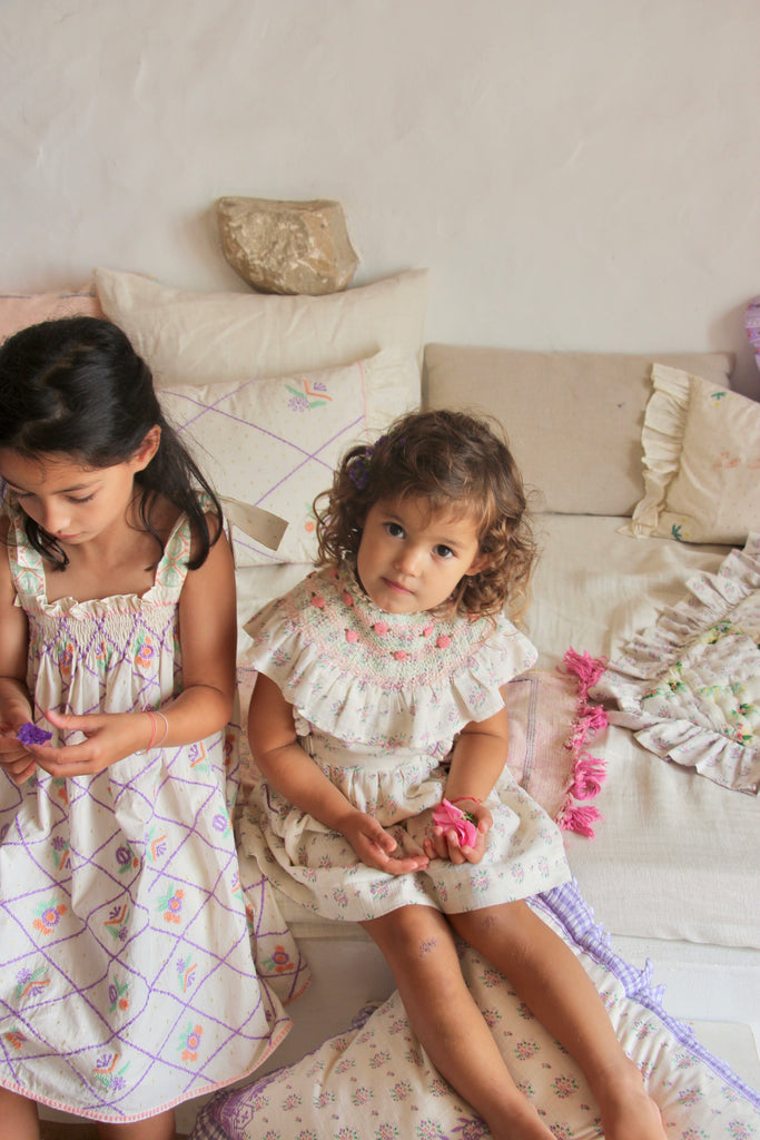 SALE Bonjour Diary Reina Kid's Apron Dress Pastel Flowers | BIEN BIEN
