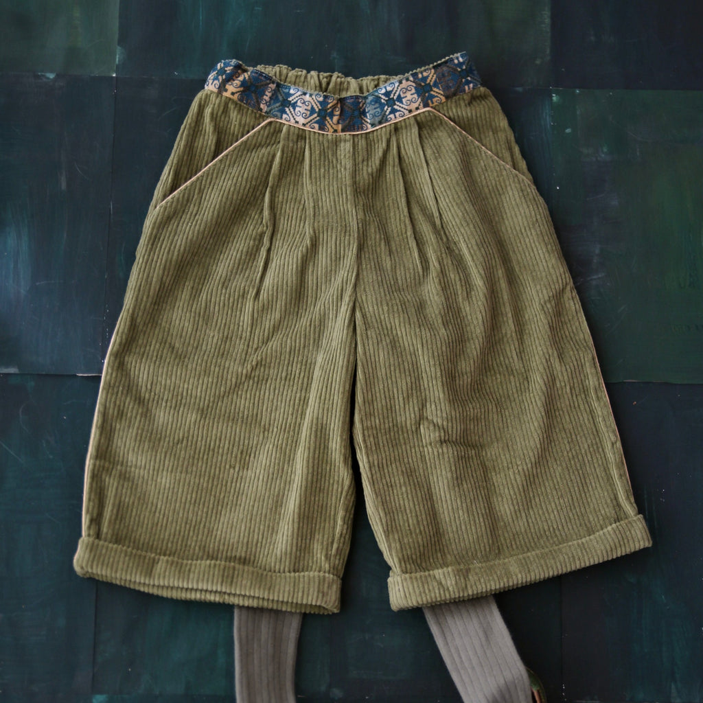 SALE Bonjour Kid's Wide Leg Culotte Pant Moss Green Corduroy | BIEN BIEN bienbienshop.com
