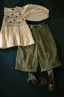 SALE Bonjour Kid's Wide Leg Culotte Pant Moss Green Corduroy | BIEN BIEN bienbienshop.com