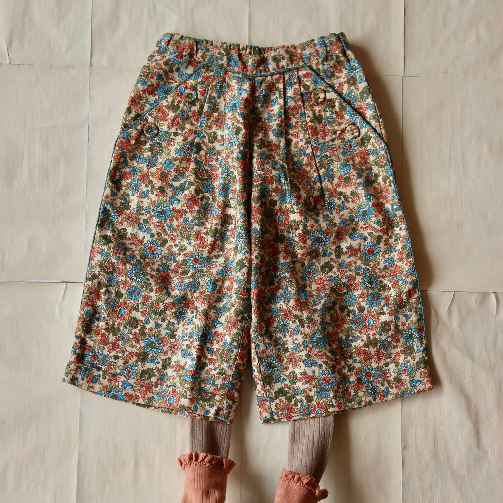 SALE Bonjour Kid's Wide Leg Culotte Trouser Pant Small Blue Flower | BIEN BIEN bienbienshop.com
