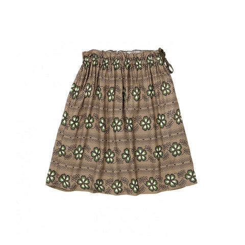 Bonjour Quilted Skirt (Ecru Dots on Brown Jersey)