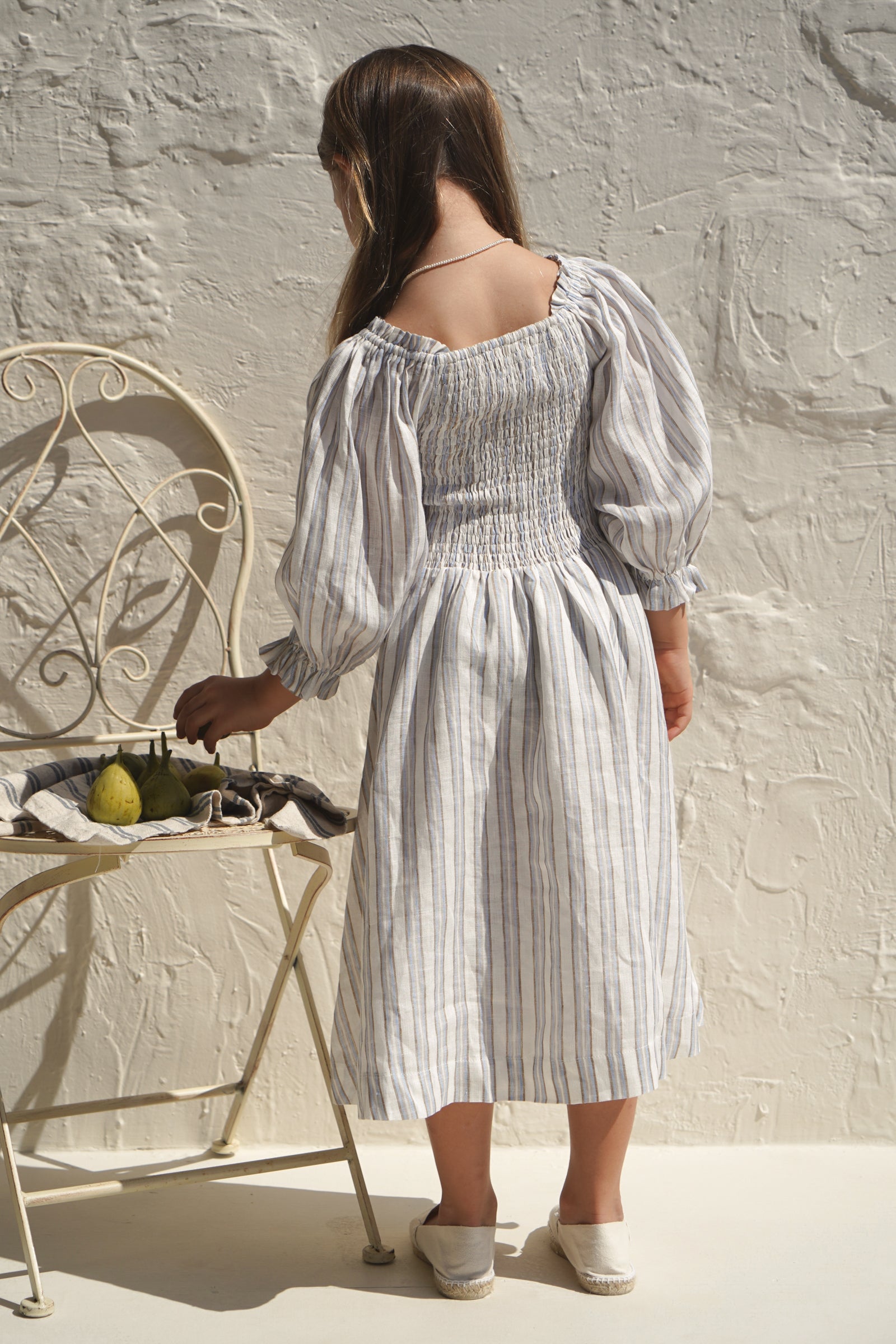 House of Paloma Hellenica Kid's Dress Santorini Stripe Linen | BIEN BIEN bienbienshop.com