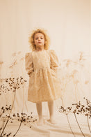 Ketiketa Dora Puff Shoulder Kid's Dress Ochre Leaf | BIEN BIEN www.bienbienshop.com