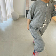 NEW from Korea - Amore Marlang Kid's Short Sleeve Jumpsuit Gray | BIEN BIEN