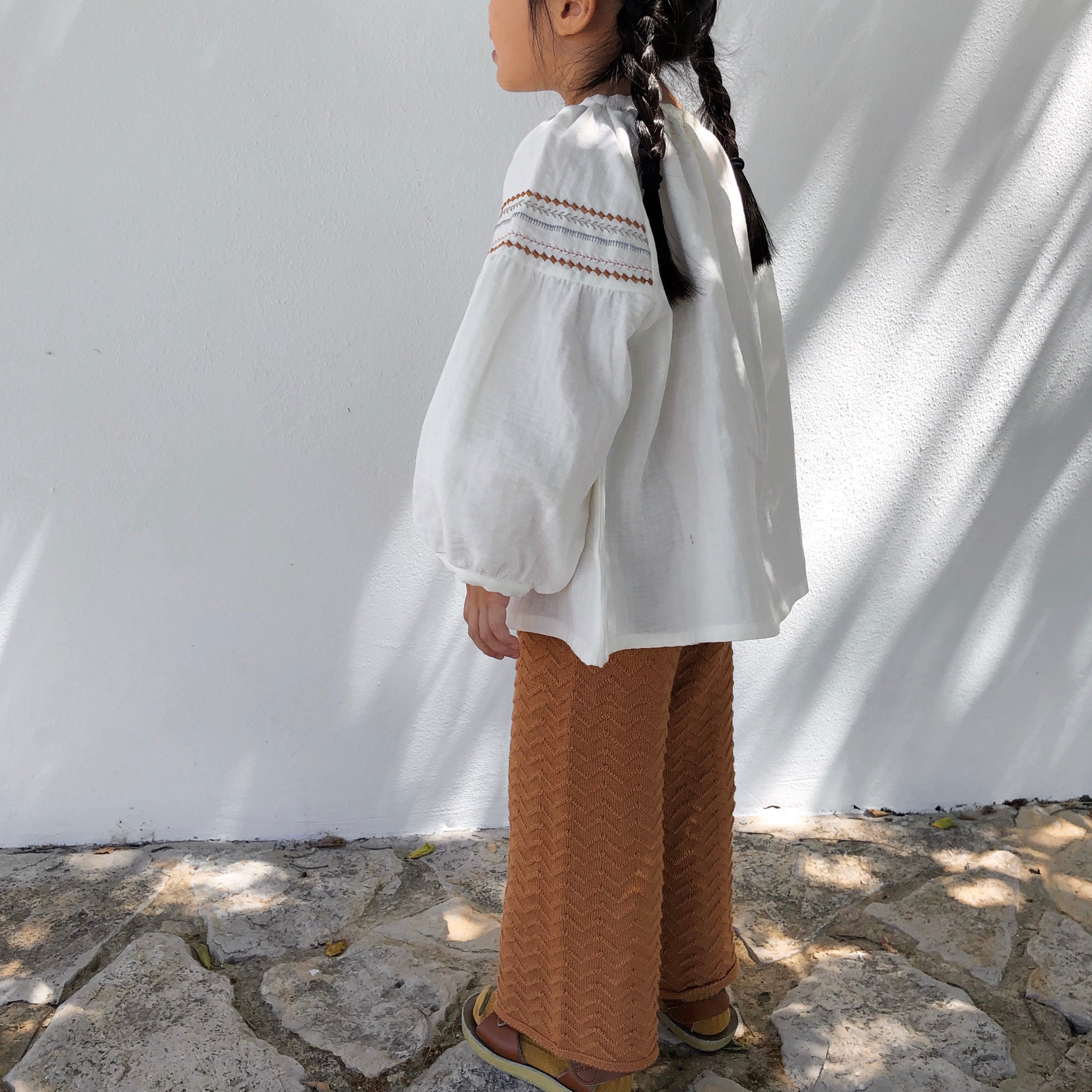 Liilu Chevron Knit Baby & Kid's Pants Terracotta Organic | BIEN BIEN www.bienbienshop.com