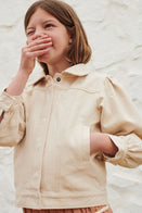 NEW LiiLU Denim Petra Puff Sleeve Kid's Jacket Ecru | BIEN BIEN bienbienshop.com