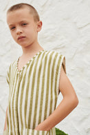 NEW LiiLU Felix Kid's Sleeveless Short Jumpsuit Olive Stripe  BIEN BIEN bienbienshop.com