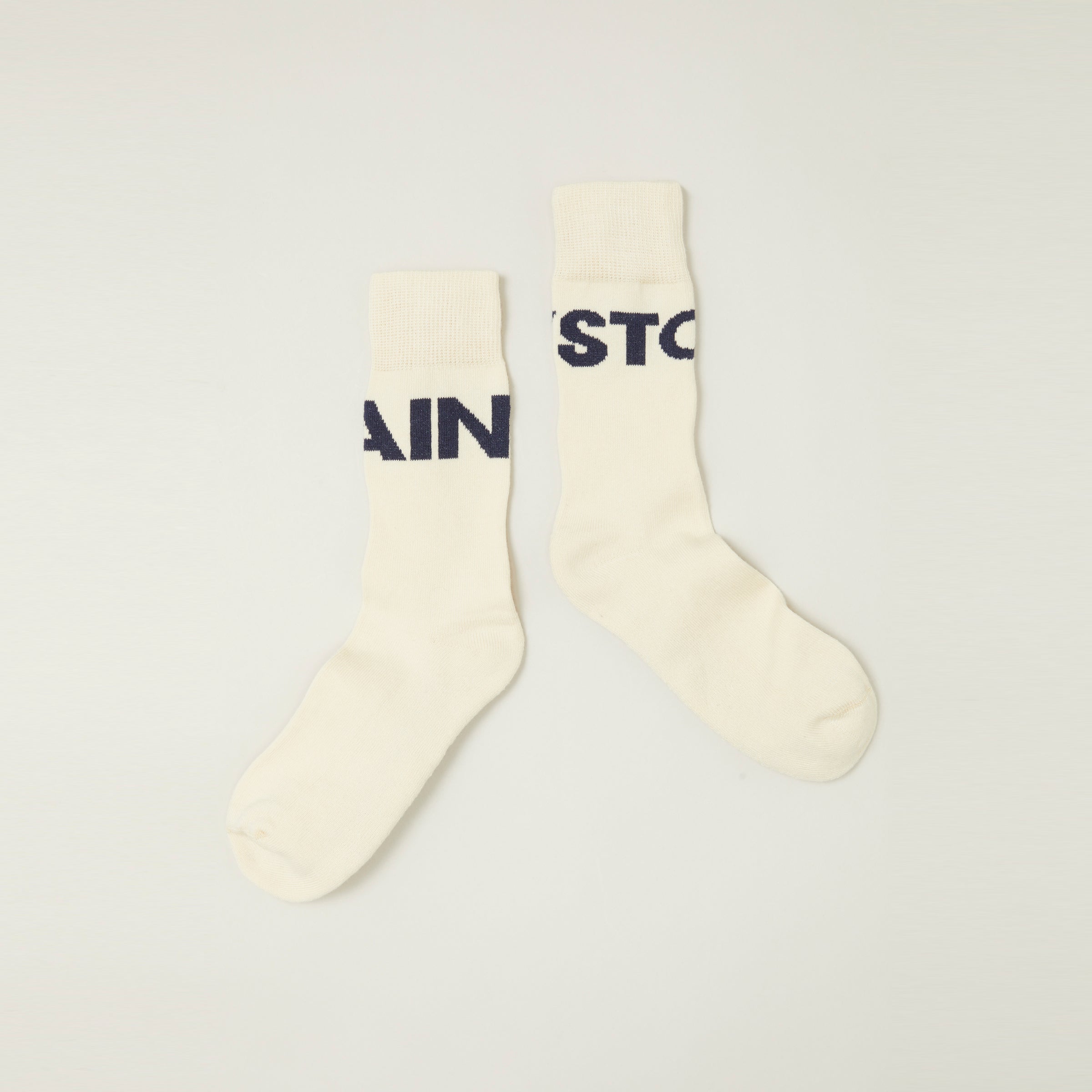 Main Story UK Kid's Mid-Calf Typeface Sock Chalk Ivory & Black | BIEN BIEN bienbienshop.com