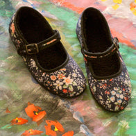 SALE Bonjour Kid's Ballerina Mary Jane Shoe Indigo Flowers | BIEN BIEN