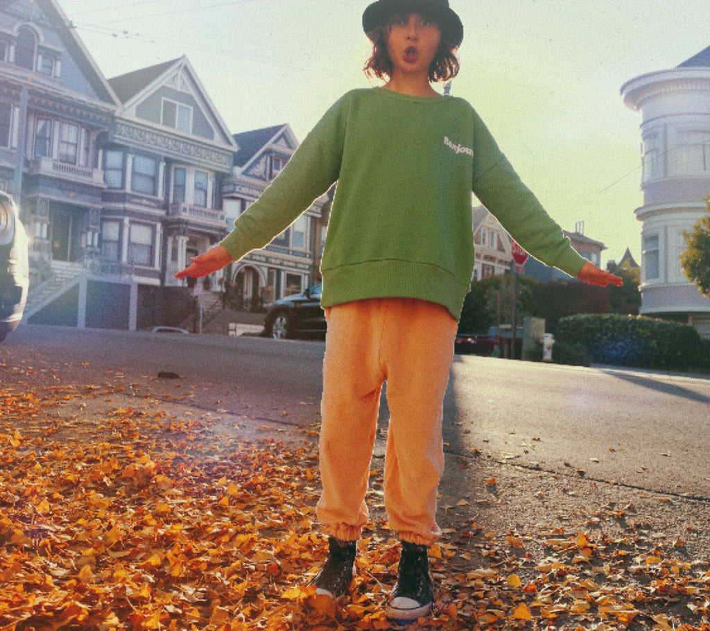 NEW We Are Kids Tony Kid's Fleece Bonjour Sweatshirt Mint Green | BIEN BIEN bienbienshop.com