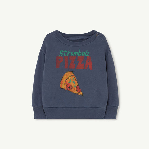 The Animals Observatory Bear Baby Pizza Sweatshirt Navy | BIEN BIEN bienbienshop.com