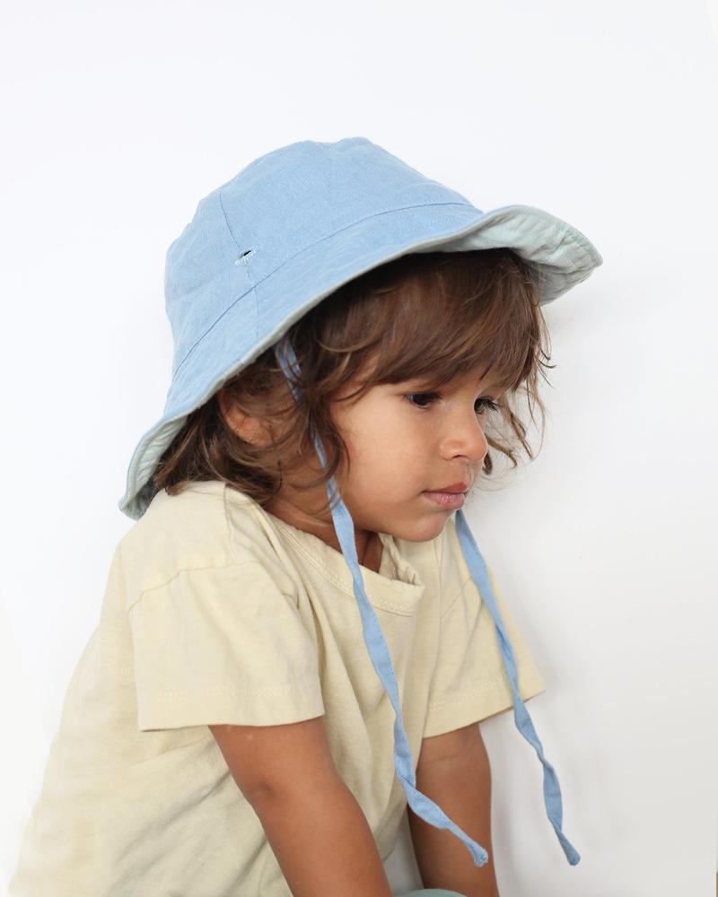 Summer & Storm Baby Brim Sun Hat Ocean Blue Linen | BIEN BIEN bienbienshop.com