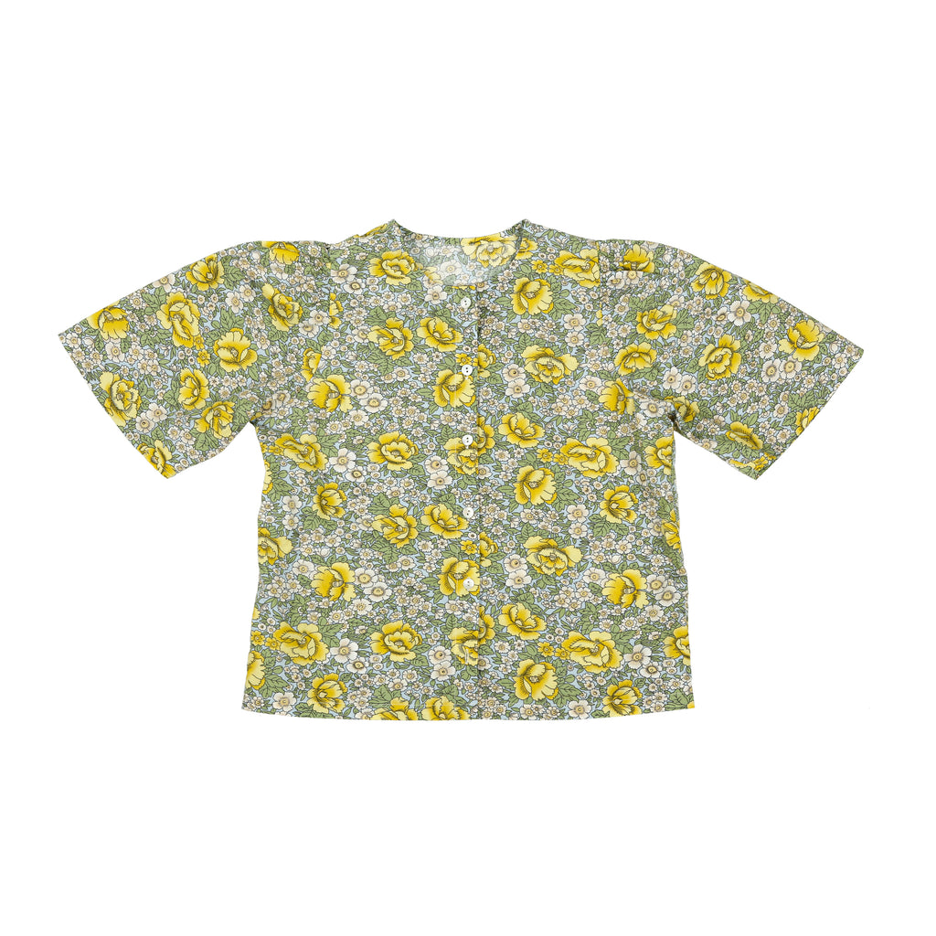 Tambere Yellow Flower Kid's Buttondown Blouse Cotton | BIEN BIEN www.bienbienshop.com