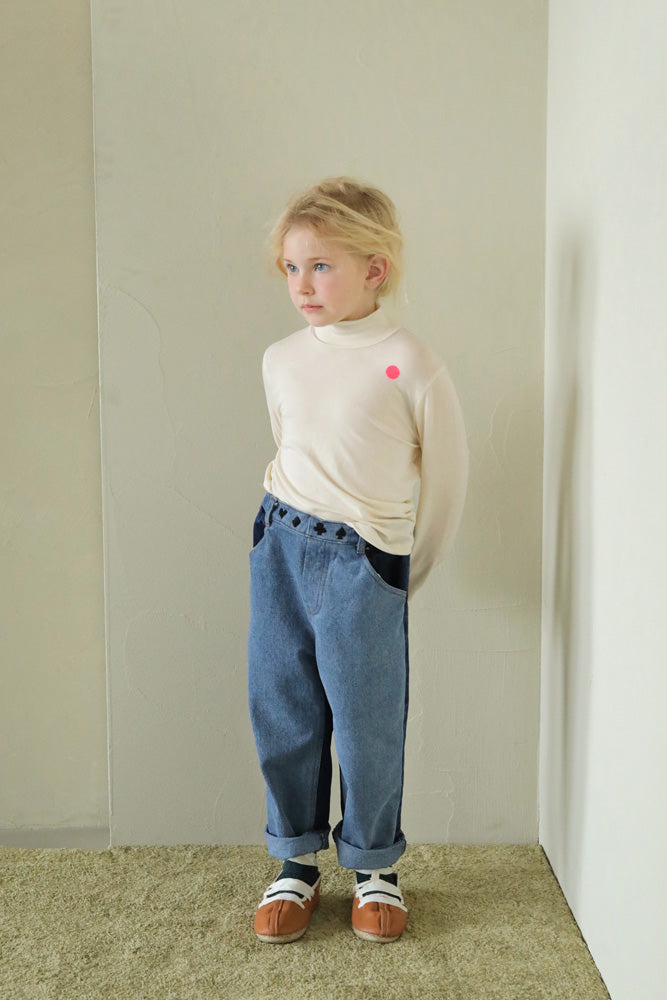 Tambere Ruth Kid's Color Blocked Loose Fit Jean Medium Wash Indigo | BIEN BIEN bienbienshop.com