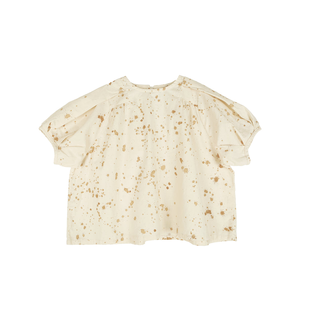 NEW Tambere Alma Kid's Short Puff Sleeve Blouse Ivory Speckle | BIEN BIEN bienbienshop.com