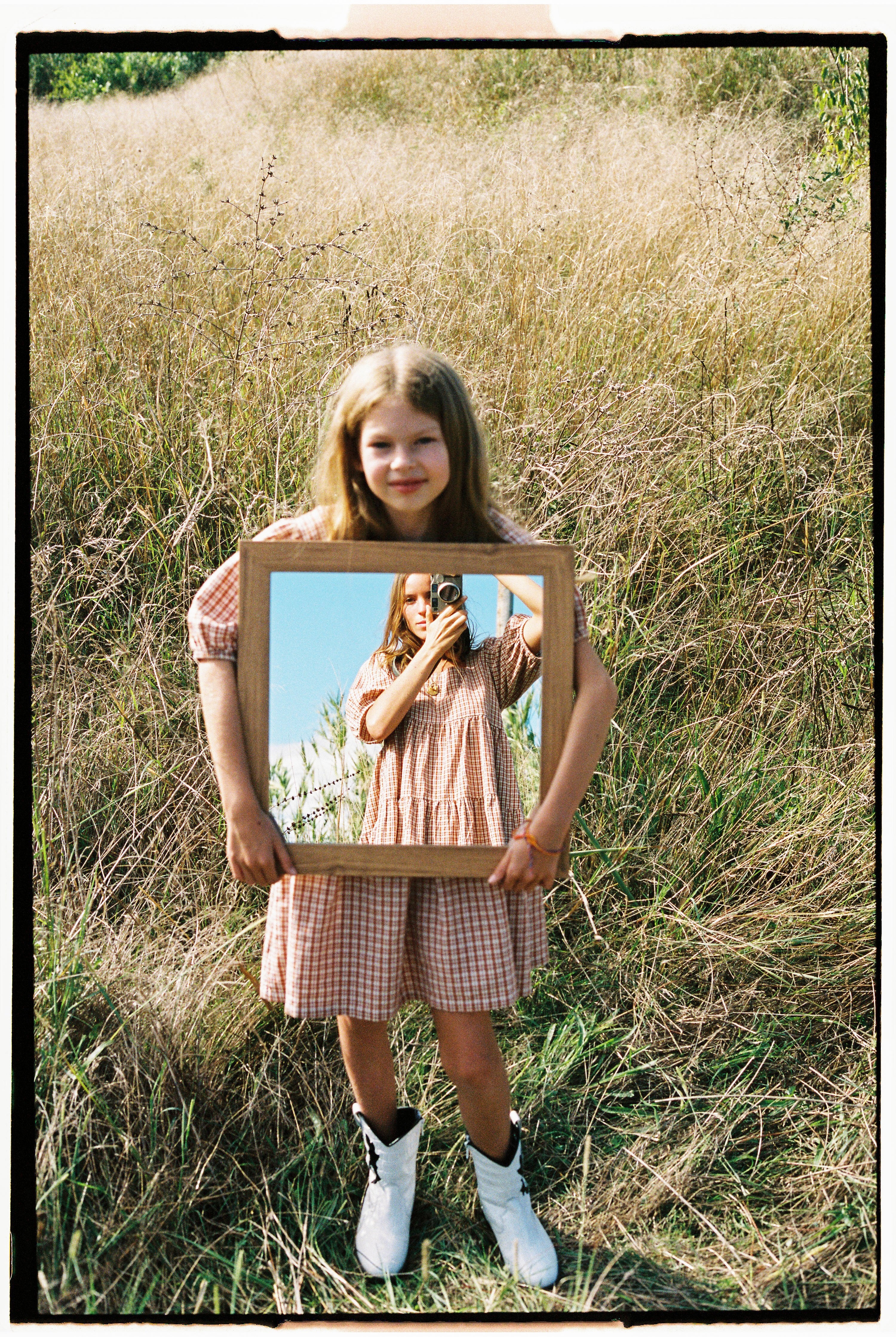 The New Society Arlette Kid's Dress Caramel Check Cotton | BIEN BIEN bienbienshop