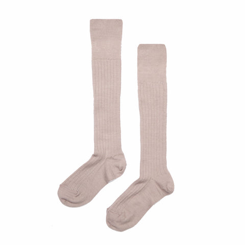 Caramel Rib Girl's Knee Sock in Pale Blush | BIEN BIEN